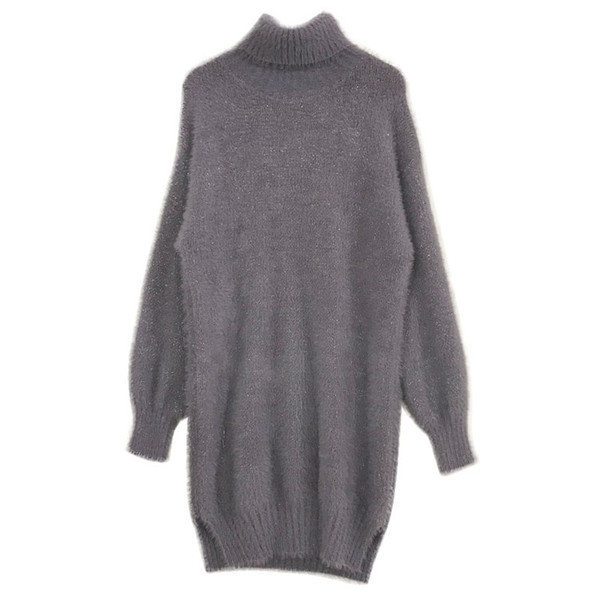 Modern női kötött ruha magas gallérral több színben