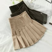 Fusta de iarna plisata de dama cu talie inalta in trei culori