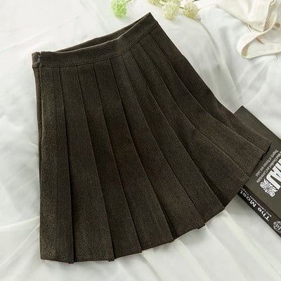 Fusta de iarna plisata de dama cu talie inalta in trei culori