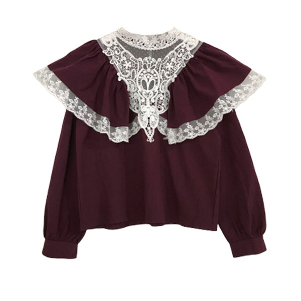 Bluză de damă modernă cu dantelă și mâneci largi în mai multe culori