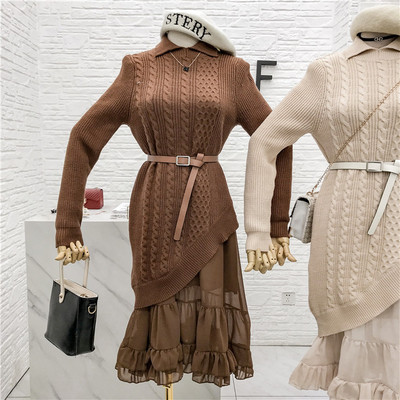 Aszimmetrikus női kötött ruha két részből