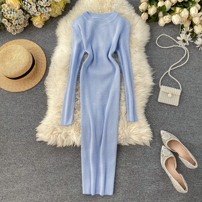 Lezser női hosszú ruha kerek nyakkivágással több színben