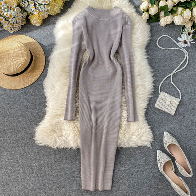 Lezser női hosszú ruha kerek nyakkivágással több színben