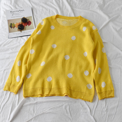 Pöttyös női alkalmi pulóver három színben, hosszú ujjal