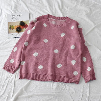 Pöttyös női alkalmi pulóver három színben, hosszú ujjal