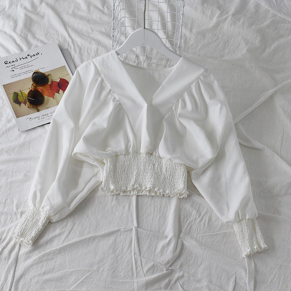 Bluză de damă elegantă cu decolteu în V și mâneci lungi în patru culori