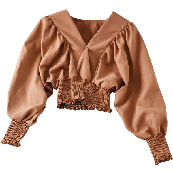 Bluză de damă elegantă cu decolteu în V și mâneci lungi în patru culori