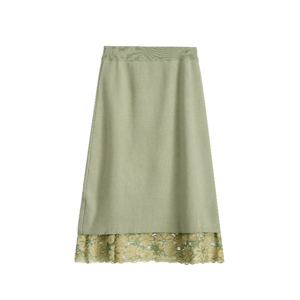 Hosszú csipke kétoldalas szoknya bézs, zöld és fekete színben