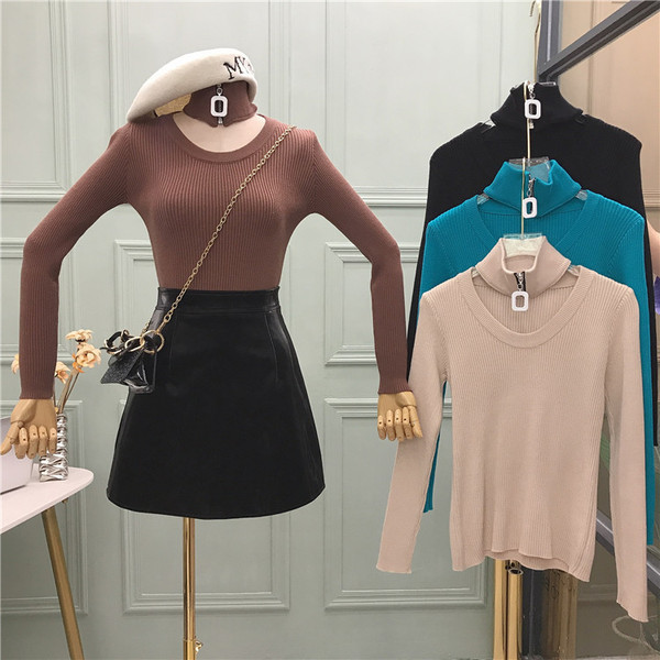 Pulover de dama modern cu guler polo, fermoar si decupaje in mai multe culori