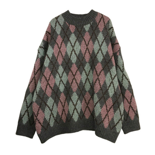 Pulover de iarna de dama modern - model larg cu decolteu rotund in mai multe culori