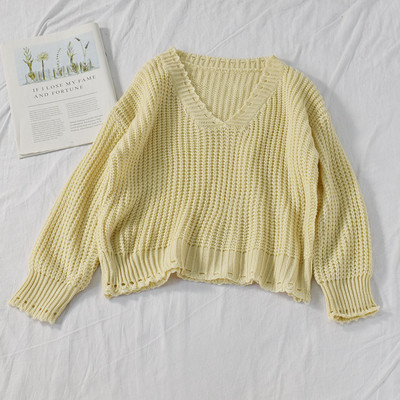 Pulover casual de dama cu decolteu in V in cinci culori