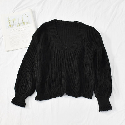 Pulover casual de dama cu decolteu in V in cinci culori