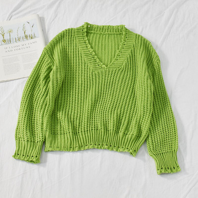 Pulover casual de dama cu decolteu in V in cinci culori