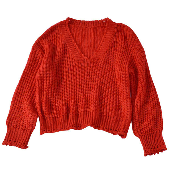 Pulover casual de dama cu decolteu in V in cinci culori