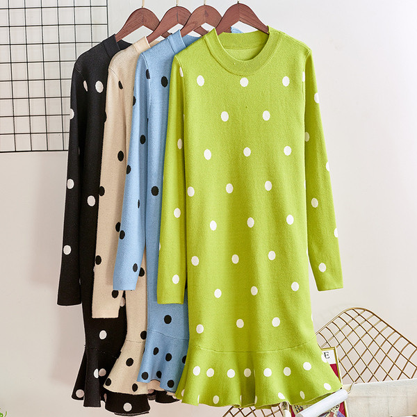 Rochie de iarna de dama cu maneci lungi in albastru, bej si negru