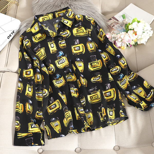 Női ing klasszikus gallérral és gombokkal fehér, fekete és barna színben