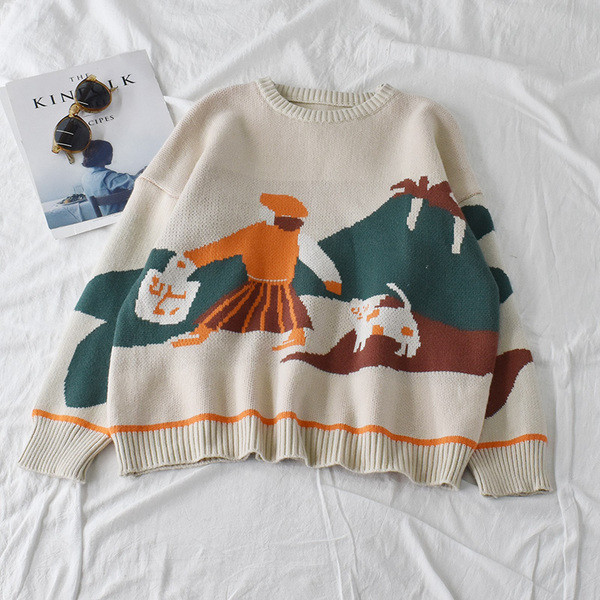 Alkalmi női pulóver bézs és fekete széles modellben