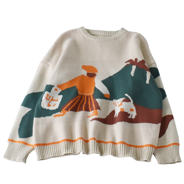 Alkalmi női pulóver bézs és fekete széles modellben