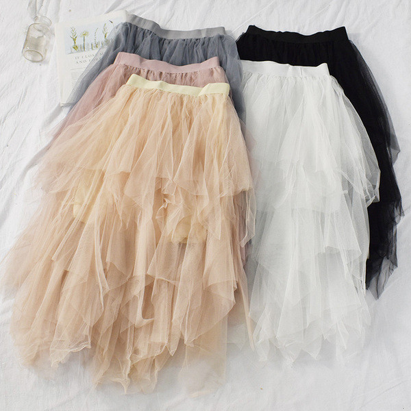 Modern női szoknya öt színben, tüllel és gumírozott derékkal