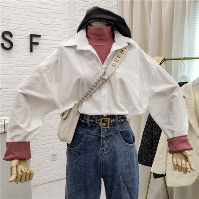 Modern női ing retro stílusú klasszikus gallérral és gombokkal több színben