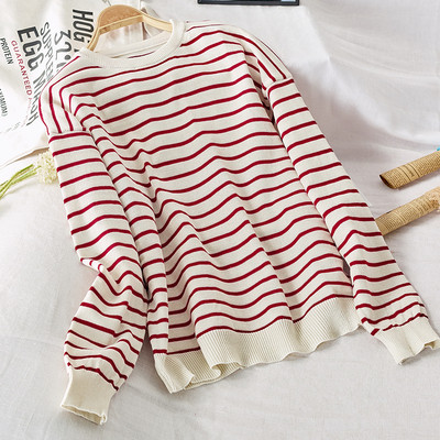 Bluza casual dama in dungi cu decolteu rotund in mai multe culori