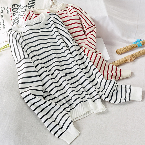 Bluza casual dama in dungi cu decolteu rotund in mai multe culori