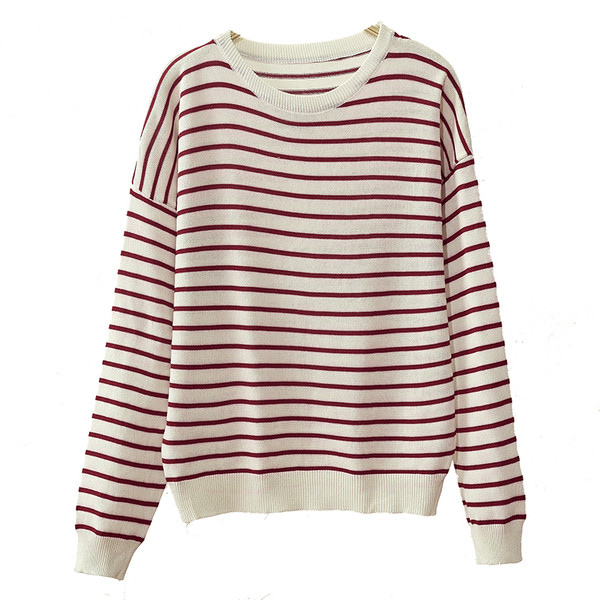 Bluza casual dama in dungi cu decolteu rotund in mai multe culori