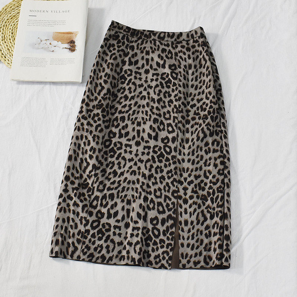 Fusta de dama moderna in trei culori cu model leopard si talie inalta