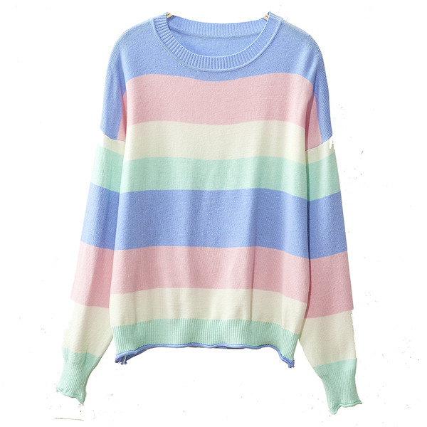 Női csíkos blúz széles modellel és kerek gallérral