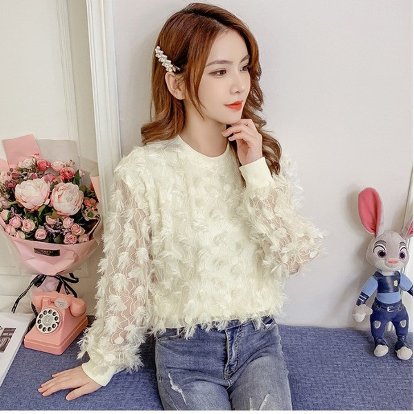 Bluză de damă modernă cu franjuri de culoare bej