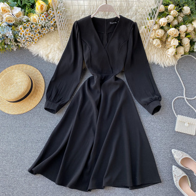 Rochie de damă din șifon cu decolteu în V în patru culori