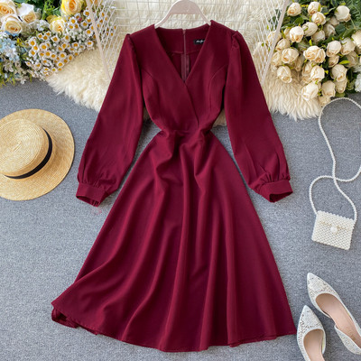 Rochie de damă din șifon cu decolteu în V în patru culori