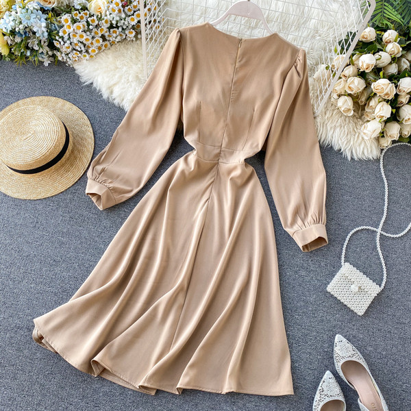 Rochie de damă din șifon cu decolteu în V în patru culori