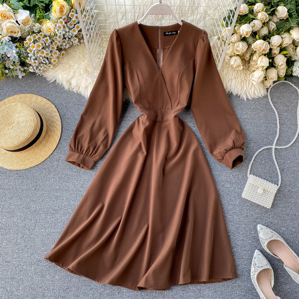 Rochie de damă din șifon cu decolteu în V în patru culori