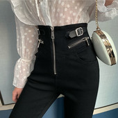 Női testhezálló nadrág magas derékkal és cipzárral