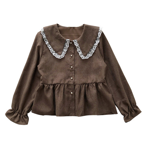 Cămașă de damă în stil retro în trei culori cu dantelă și nasturi