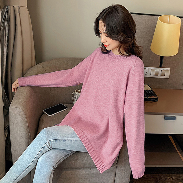 Női széles pulóver V-nyakkal