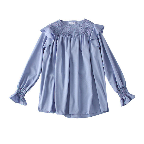 Modern női blúz kerek nyakkivágással - széles modell fehér, kék és fekete színben