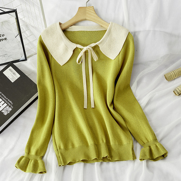 Bluza de toamna de dama cu cravata la guler in mai multe culori