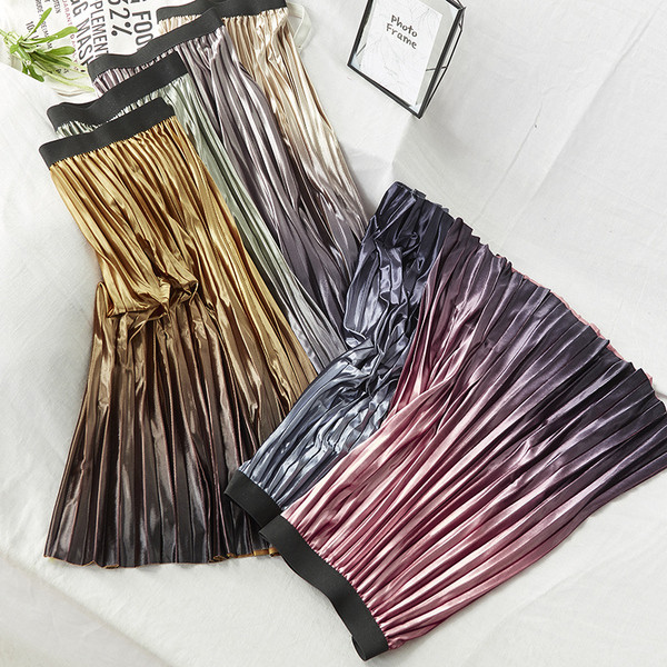 Fusta de dama plisata cu talie elastica in mai multe culori