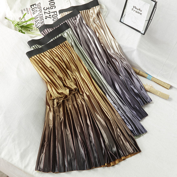 Fusta de dama plisata cu talie elastica in mai multe culori