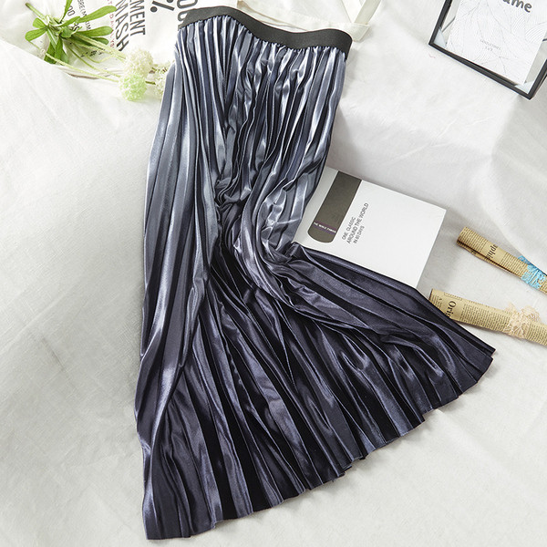 Fusta de dama plisata cu talie elastica in mai multe culori