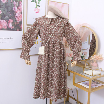 Rochie moderna de dama cu maneci lotus si motive florale in mai multe culori