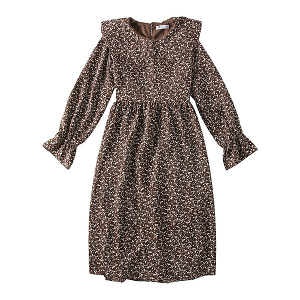 Rochie moderna de dama cu maneci lotus si motive florale in mai multe culori