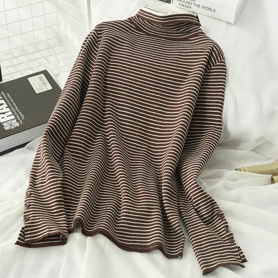 Bluză de iarnă cu dungi de damă cu guler înalt - mai multe culori