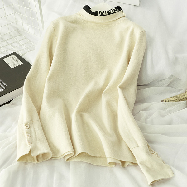 Bluză de iarnă cu dungi de damă cu guler înalt - mai multe culori