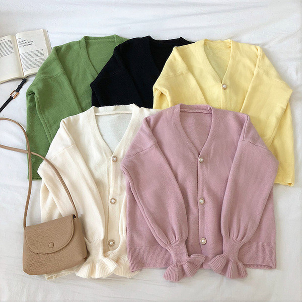 Cardigan casual dama in cinci culori cu decolteu in V