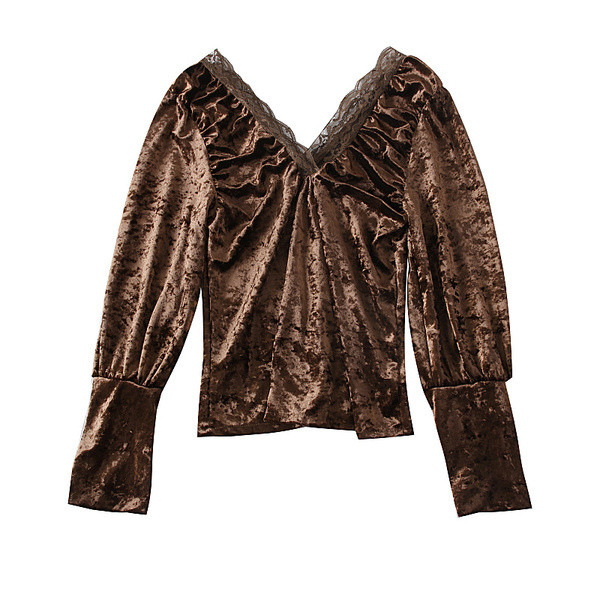 Bluza de dama model nou cu decolteu adanc spitz si dantela in mai multe culori