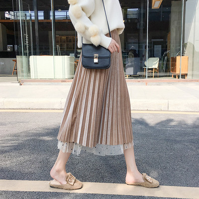 Fusta lunga plisata fata-verso in trei culori