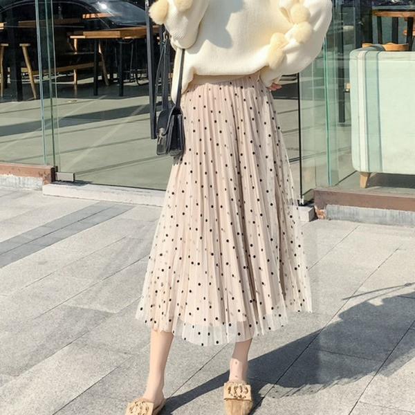 Fusta lunga plisata fata-verso in trei culori